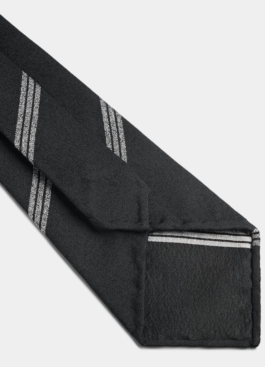 SUITSUPPLY Pure Silk Black Striped Tie