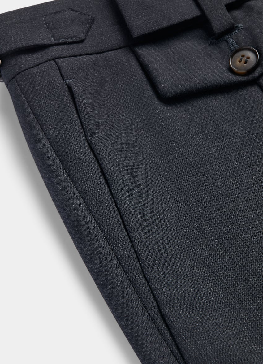 grey striped trousers