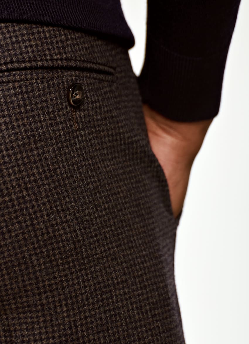 Brown Drawstring Ames Trousers | Circular Wool Flannel | Suitsupply