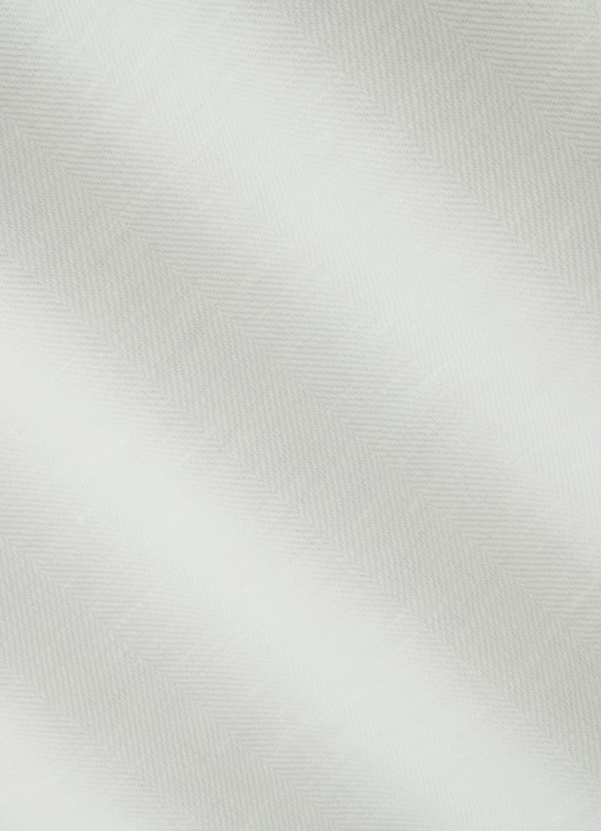 SUITSUPPLY Linen Cotton by Di Sondrio, Italy  Off-White Herringbone Pleated Fellini Pants