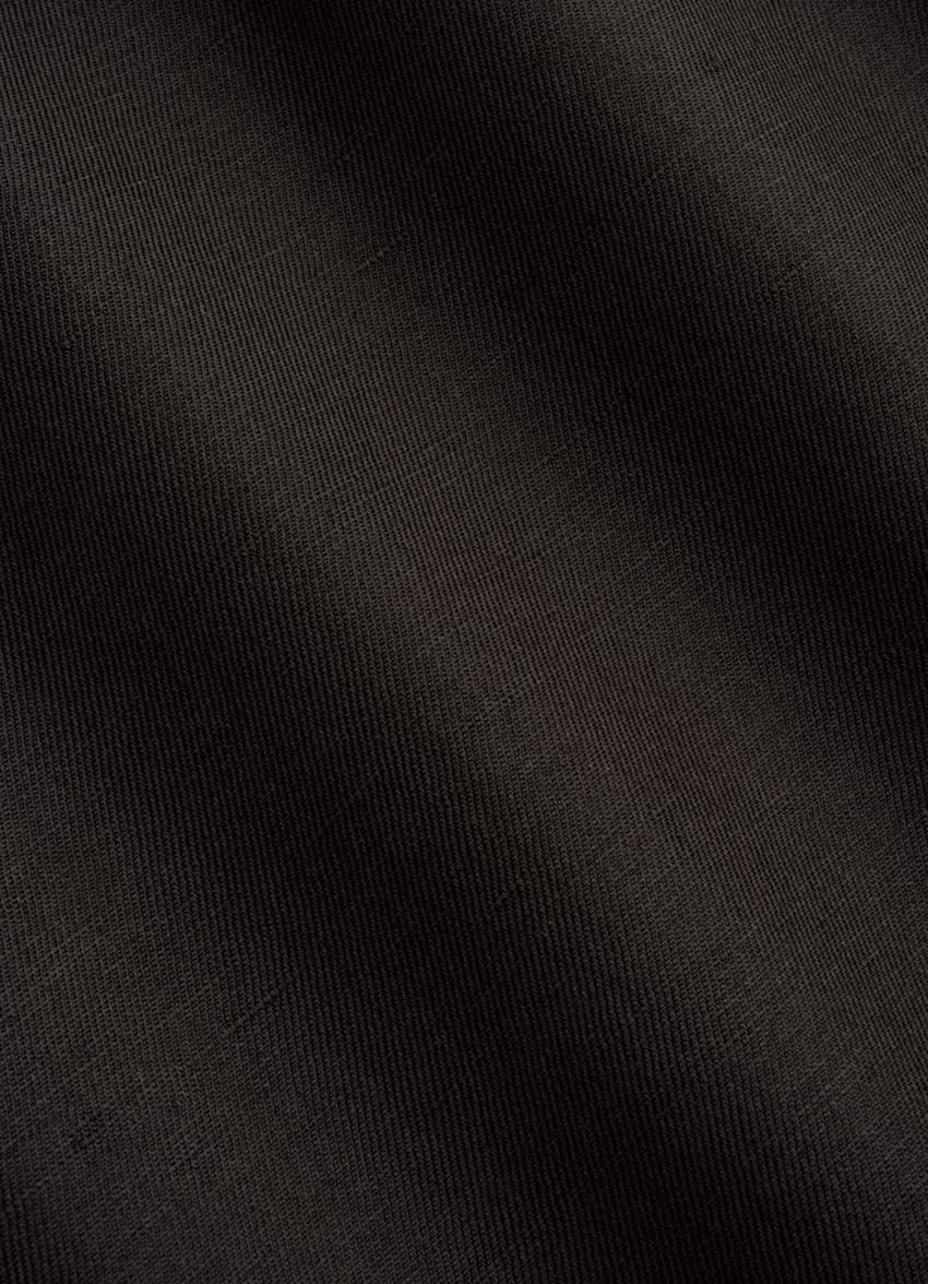 SUITSUPPLY Summer Linen Silk by Beste, Italy Dark Brown Wide Leg Straight Trousers