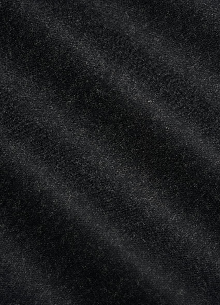 SUITSUPPLY Pure S120's Flannel Wool by Vitale Barberis Canonico, Italy  Dark Grey Pleated Vigo Pants