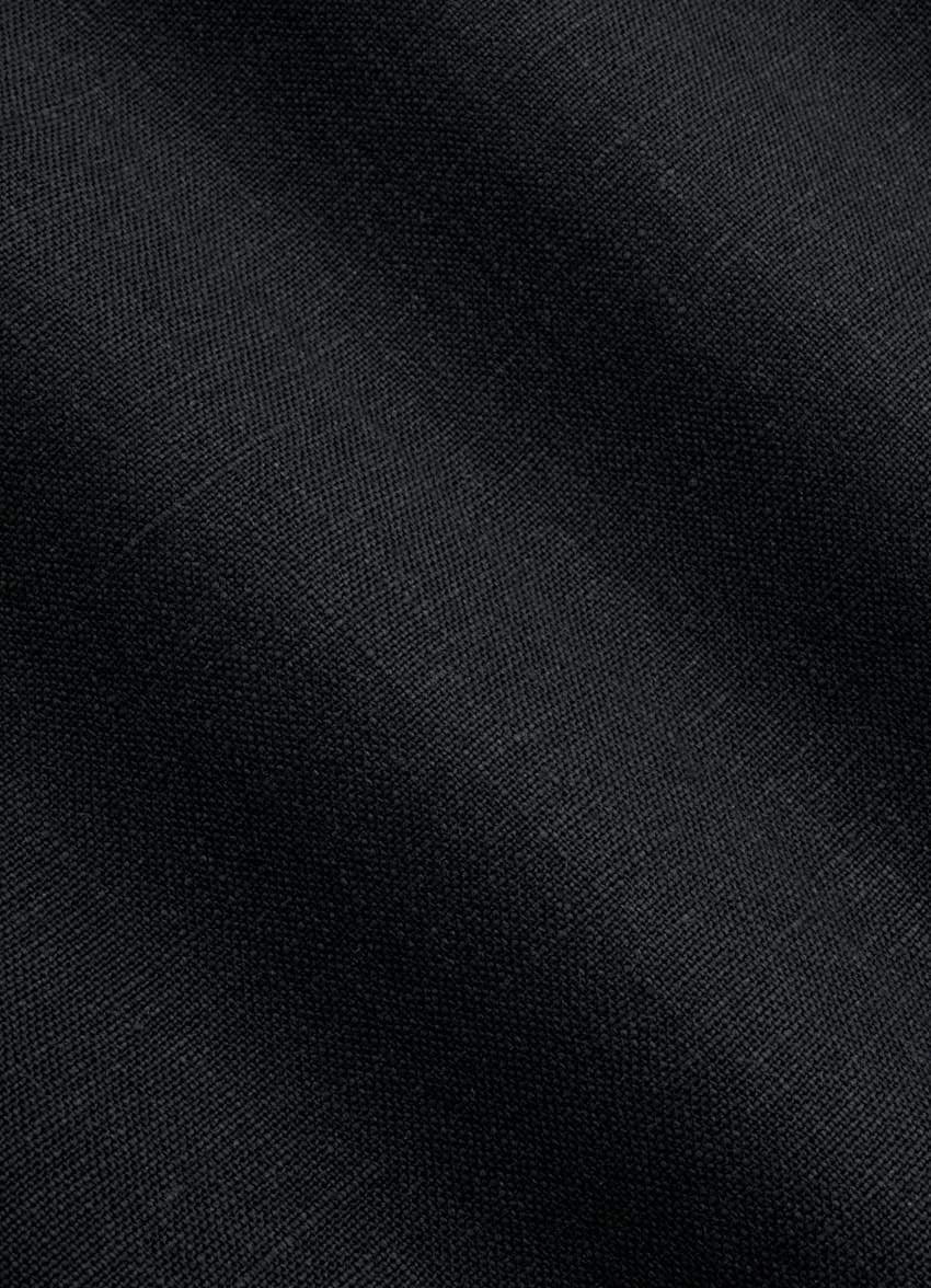 SUITSUPPLY Summer Pure Linen by Di Sondrio, Italy Black Wide Leg Straight Pants