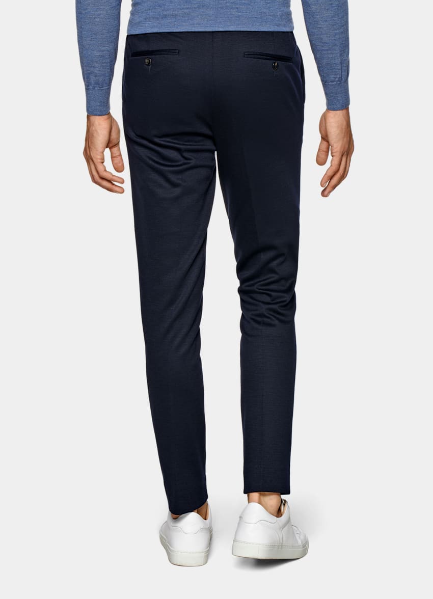 Mid Blue Drawstring Ames Trousers | Knitted Wool Cotton | Suitsupply ...