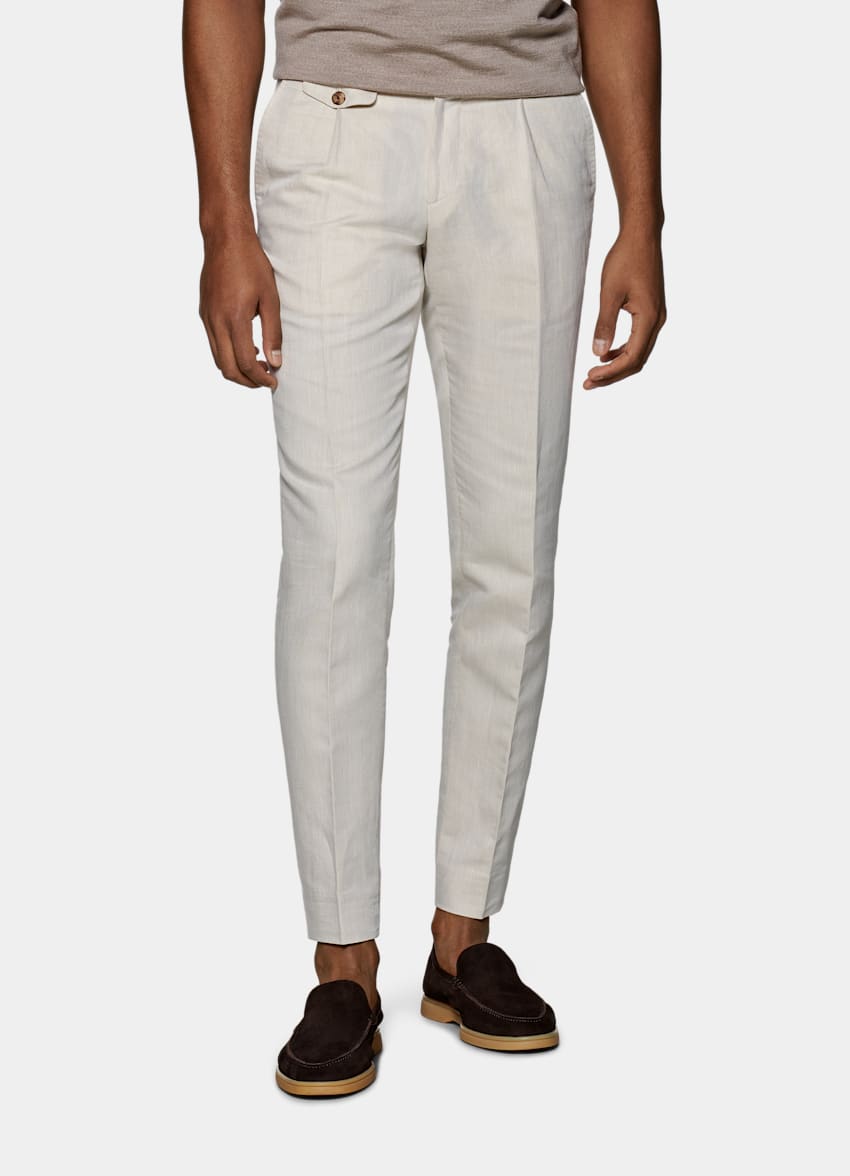 Light Brown Pleated Brentwood Trousers | Linen Cotton | Suitsupply ...