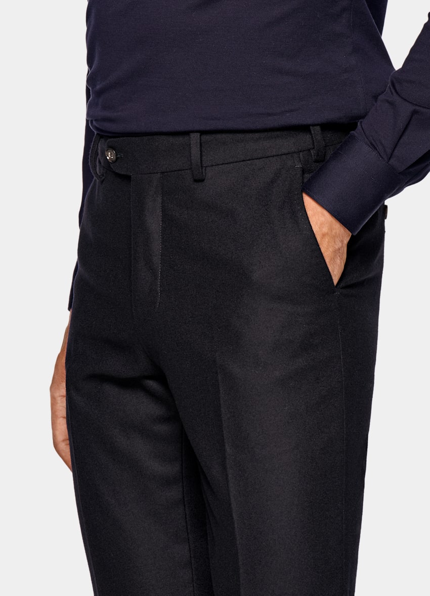 Navy Soho Trousers | Circular Wool Flannel | Suitsupply Online Store