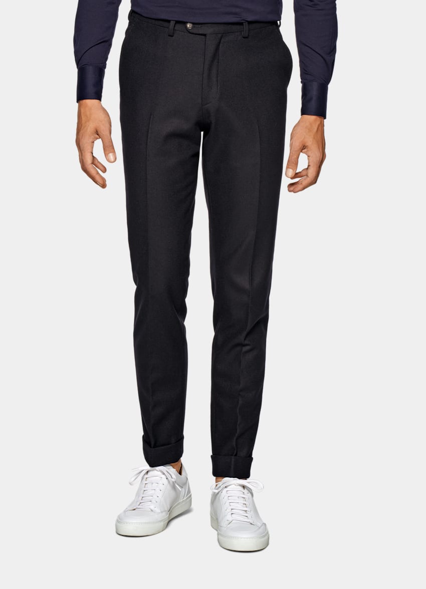 Navy Soho Trousers | Circular Wool Flannel | Suitsupply Online Store