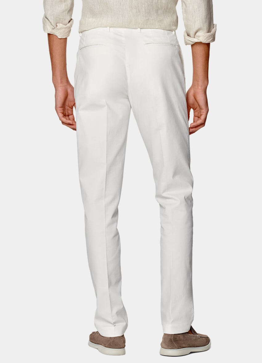 SUITSUPPLY 意大利 Di Sondrio 生产的弹力棉面料 米白色直筒修身裤型卡其裤