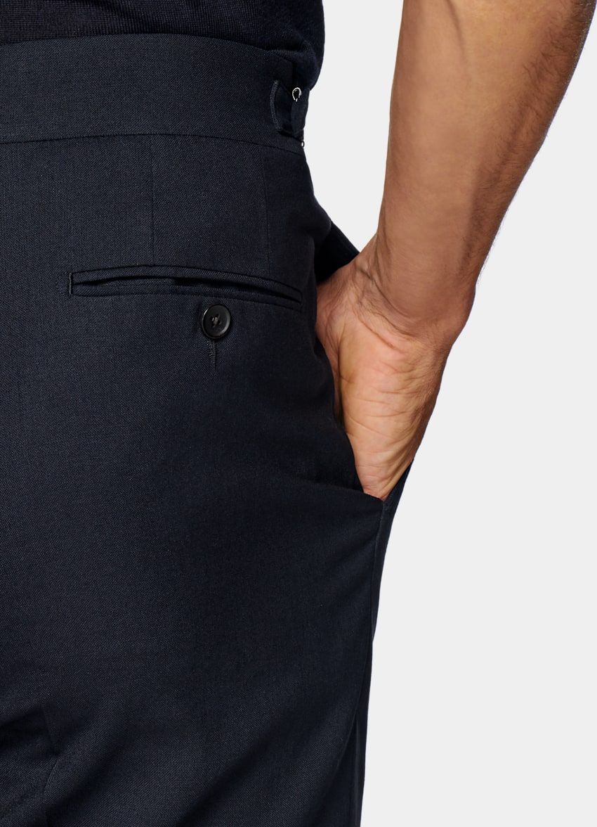 Navy Pleated Braddon Trousers | Pure Wool 4Ply | Suitsupply Online Store