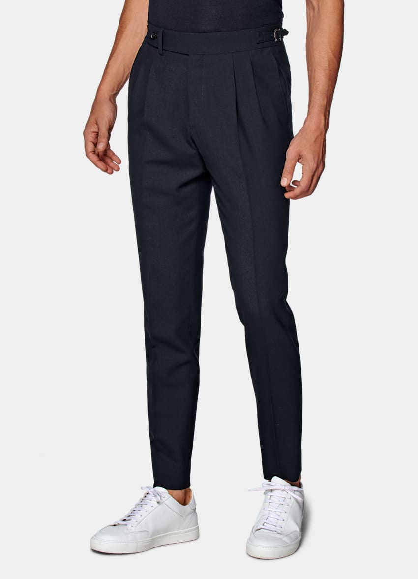 Navy Pleated Braddon Trousers | Pure Wool 4Ply | Suitsupply Online Store