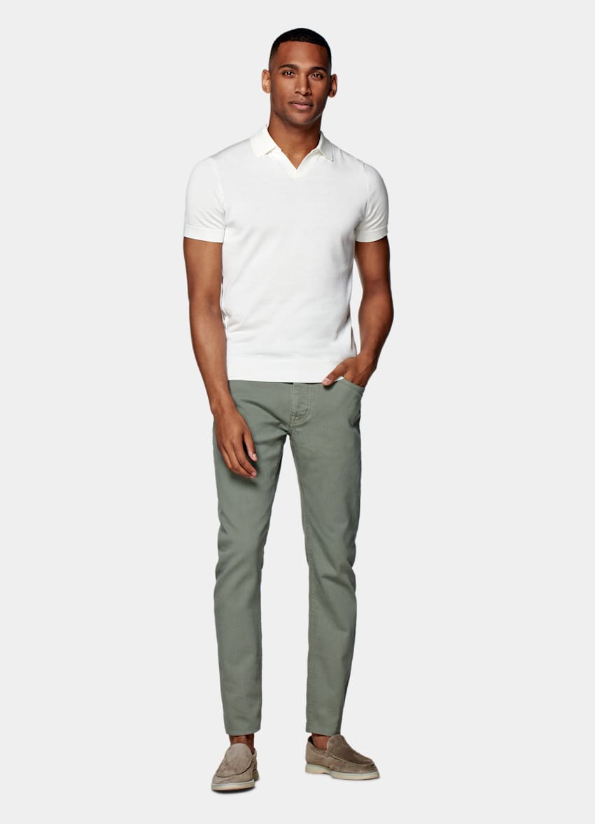 Mid Green 5 Pocket Alain Jeans | Cotton Stretch | Suitsupply Online Store