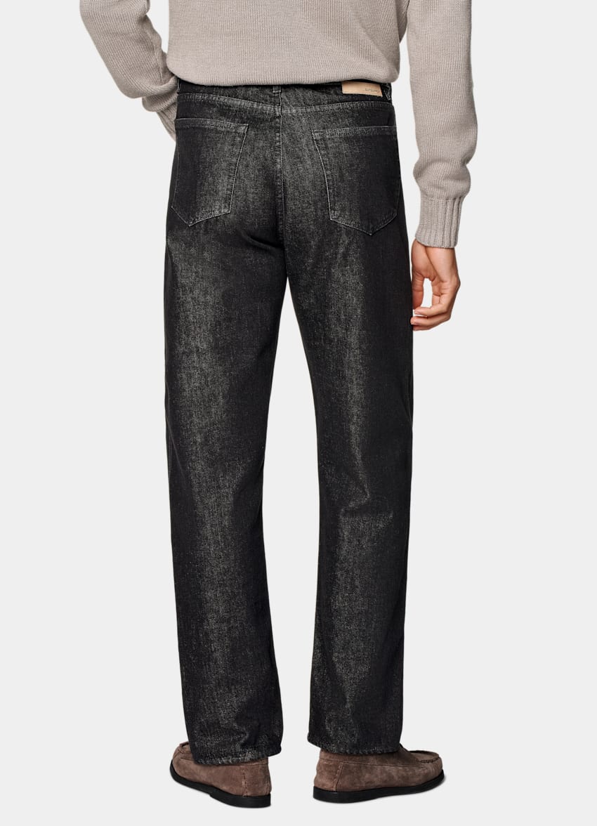 SUITSUPPLY All Season Selvedge Denim by Candiani, Italy  Dark Grey Straight Leg Jeans