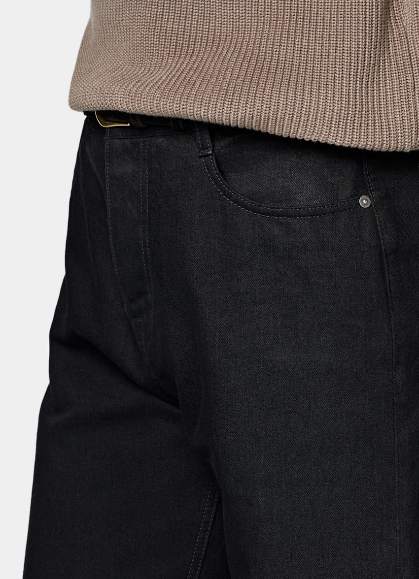 SUITSUPPLY All Season Pure Cotton by Candiani, Italy Black Straight Leg Jeans