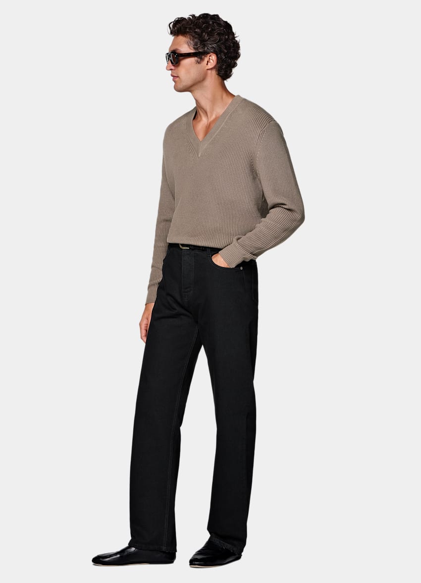 SUITSUPPLY All Season Pure Cotton by Candiani, Italy Black Straight Leg Jeans