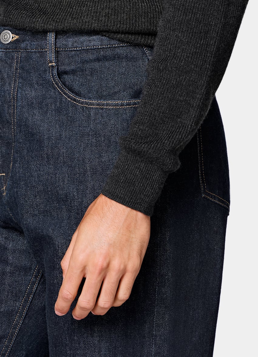 SUITSUPPLY All Season Pure Cotton by Candiani, Italy Dark Blue Straight Leg Tapered Jeans