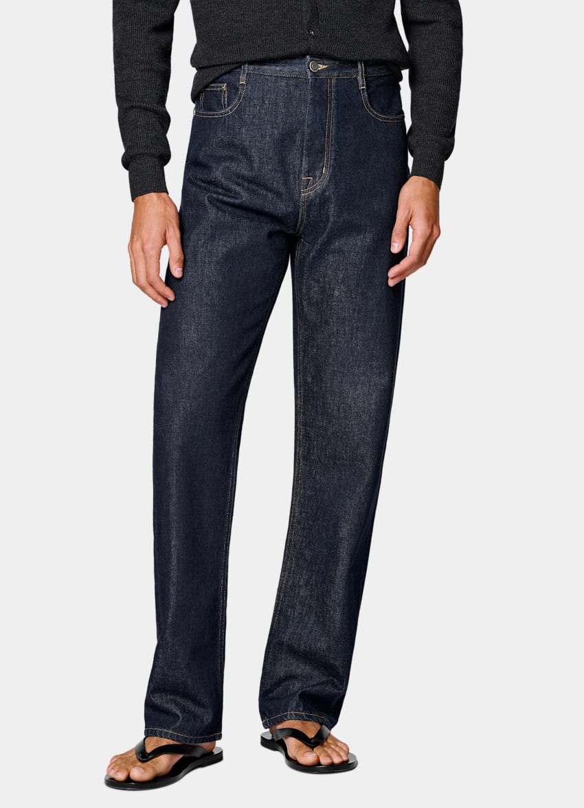 SUITSUPPLY All Season Pure Cotton by Candiani, Italy Dark Blue Straight Leg Tapered Jeans
