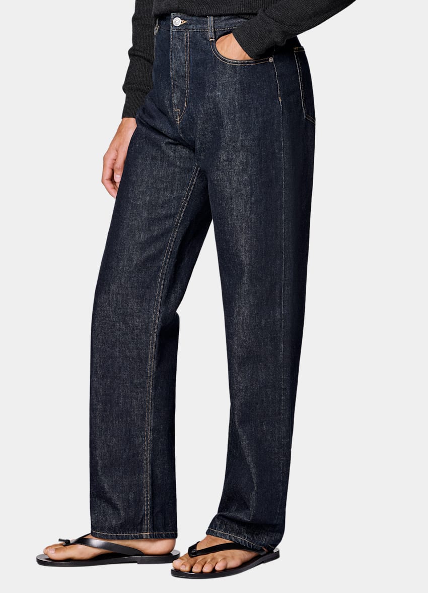 SUITSUPPLY All Season Pure Cotton by Candiani, Italy Dark Blue Straight Leg Tapered Jeans