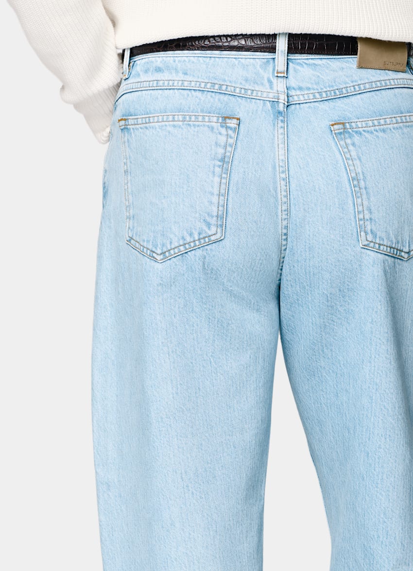 SUITSUPPLY All Season Pure Cotton by Candiani, Italy Light Blue Straight Leg Jeans