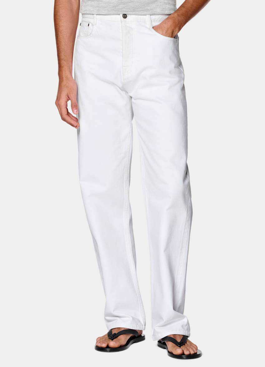 SUITSUPPLY All Season Pure Cotton od Candiani, Włochy White Straight Leg Jeans