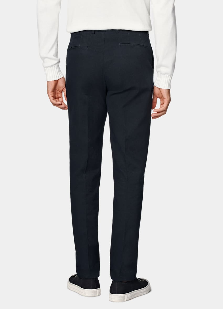 SUITSUPPLY All Season Stretch Cotton by Cervotessile, Italy Navy Slim Leg Straight Chinos