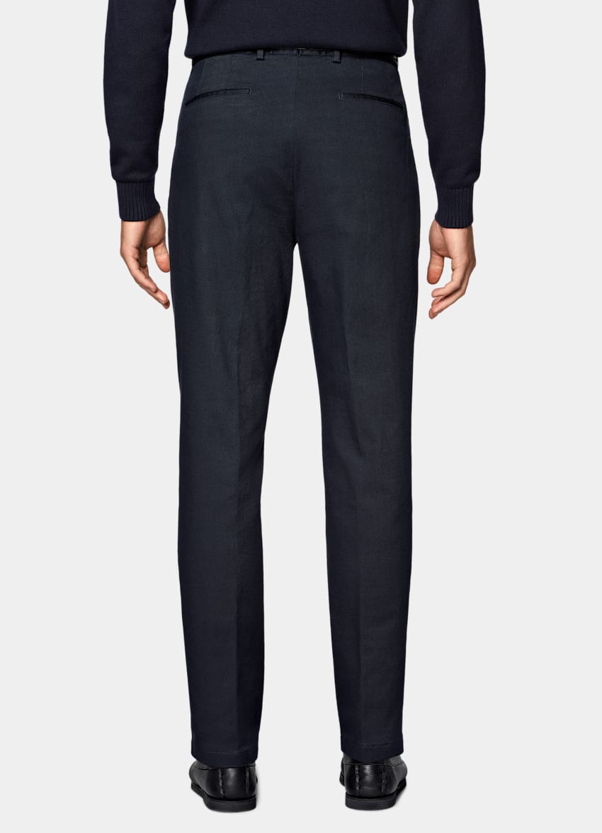 Navy Wide Leg Tapered Chinos