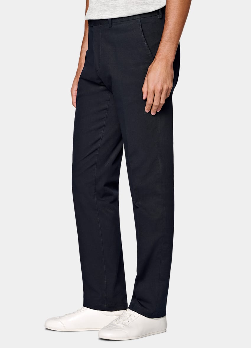 SUITSUPPLY All Season Stretch Cotton de Cervotessile, Italia Navy Slim Leg Straight Chinos