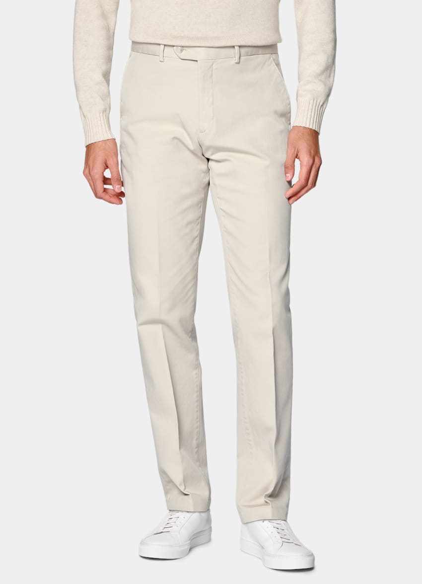 SUITSUPPLY All Season Stretch Cotton von Cervotessile, Italien Sand Slim Leg Straight Chinos