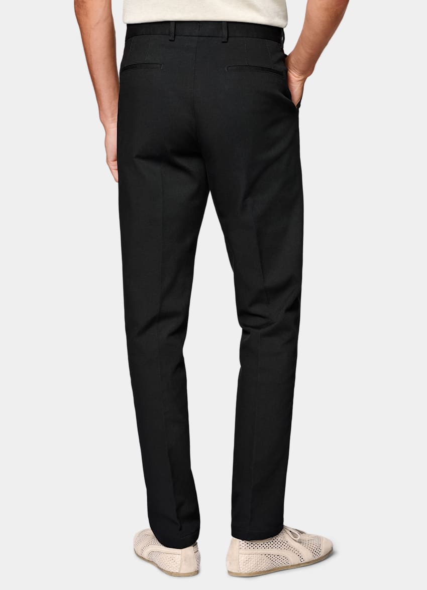 SUITSUPPLY All Season Stretch Cotton by Cervotessile, Italy Black Slim Leg Straight Chinos