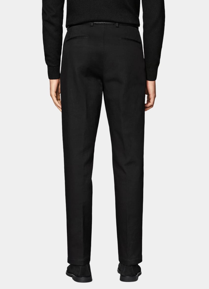 Black Wide Leg Tapered Chinos