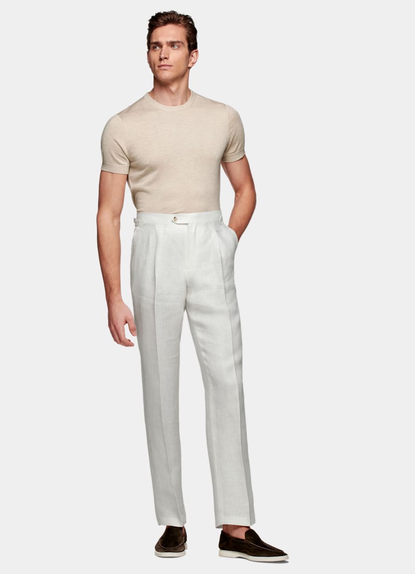 Off-White Duca Trousers | Pure Linen | Suitsupply Online Store