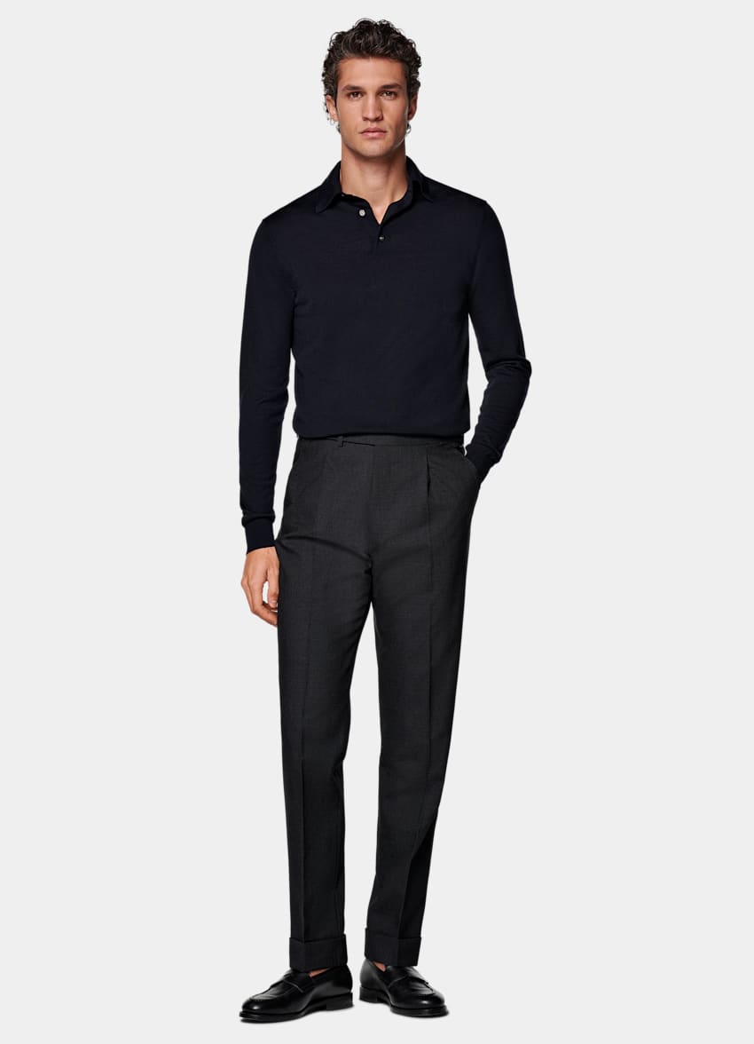  Dark Grey Slim Leg Tapered Pants