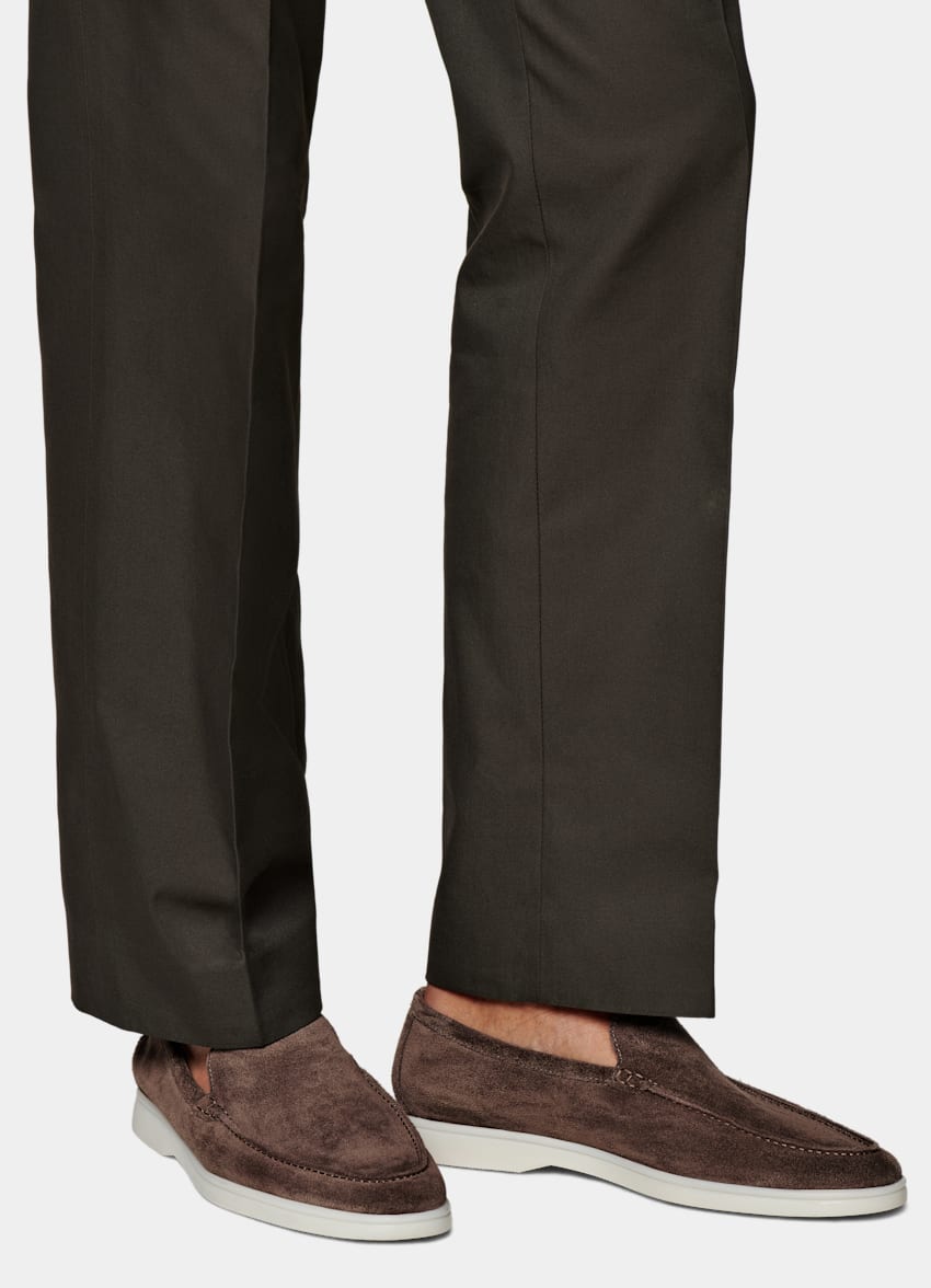 SUITSUPPLY Pure Cotton by E.Thomas, Italy  Dark Brown Pleated Duca Pants