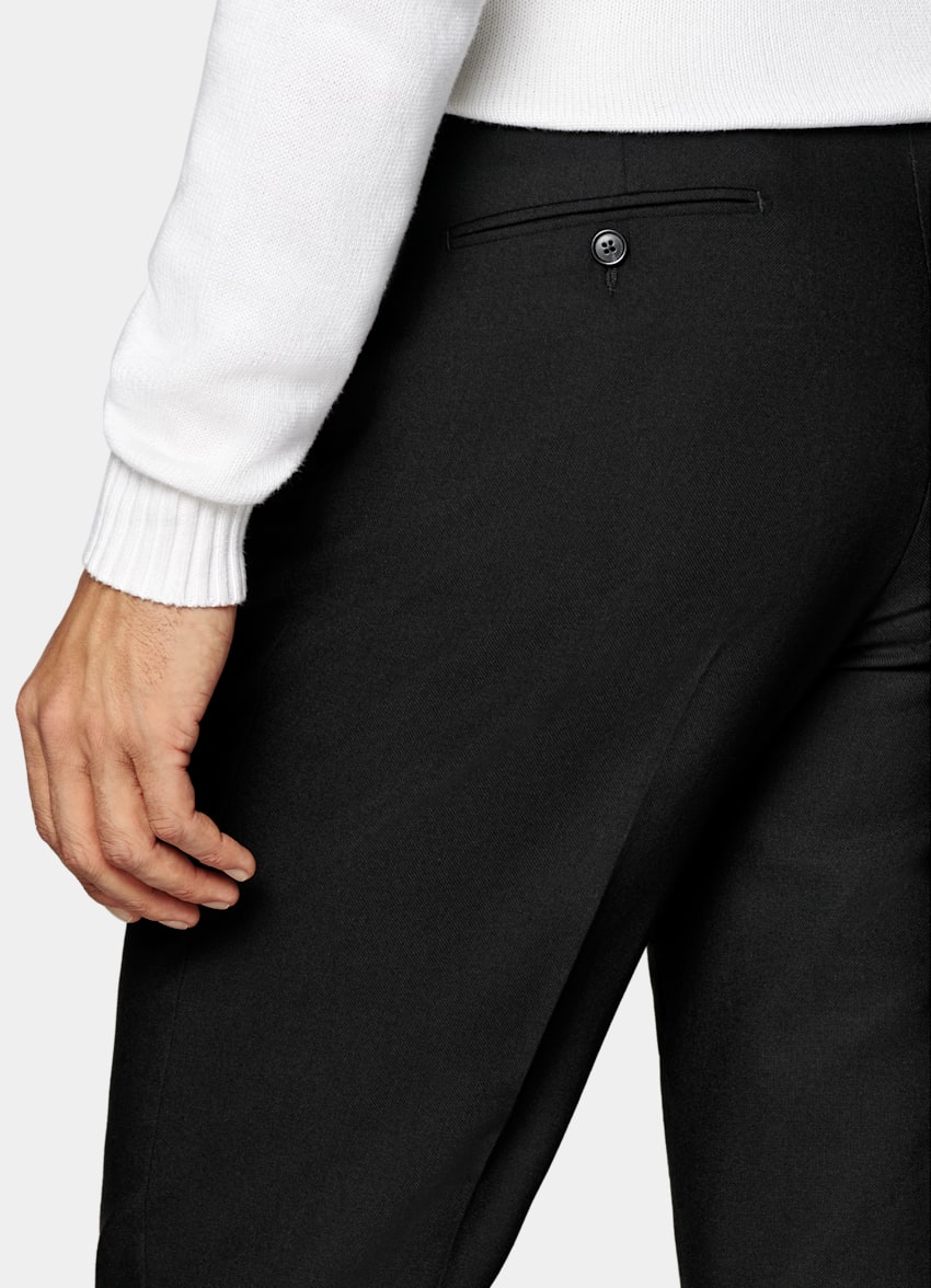 SUITSUPPLY Pure 4-Ply Traveller Wool by Rogna, Italy Black Pleated Vigo Pants