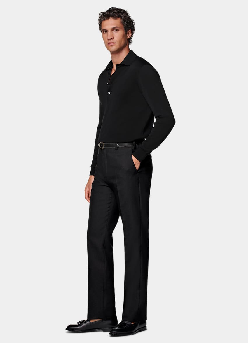 SUITSUPPLY All season Lana 4-ply no stiro - Rogna, Italia Pantaloni da abito neri straight leg