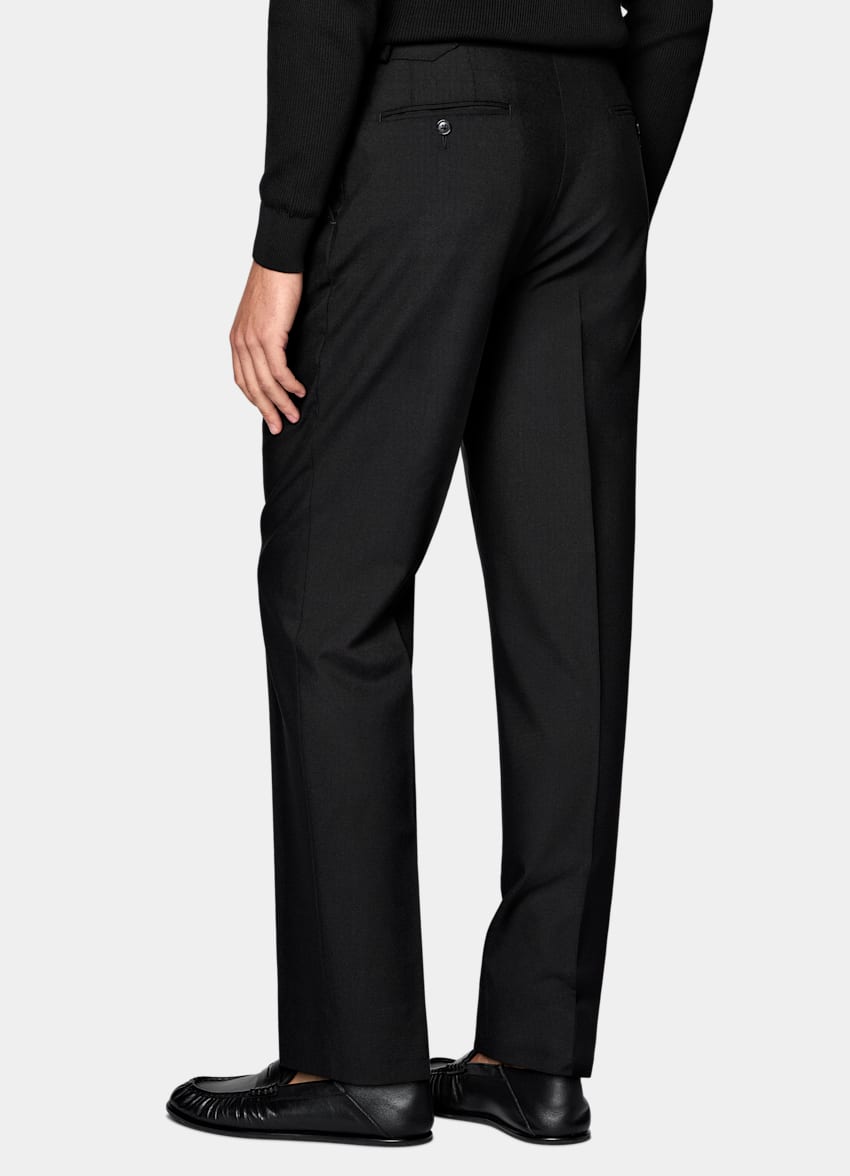 Black Wide Leg Tapered Suit Pants