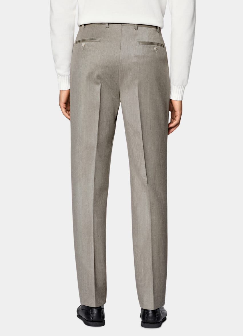 Sand Wide Leg Tapered Trousers