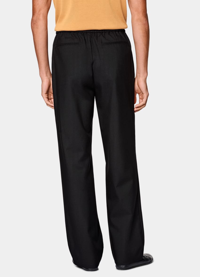 Black Wide Leg Straight Trousers