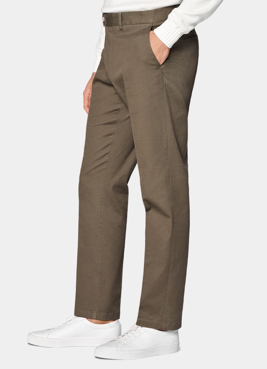 SUITSUPPLY All Season Stretch Cotton by Cervotessile, Italy Mid Green Slim Leg Straight Chinos
