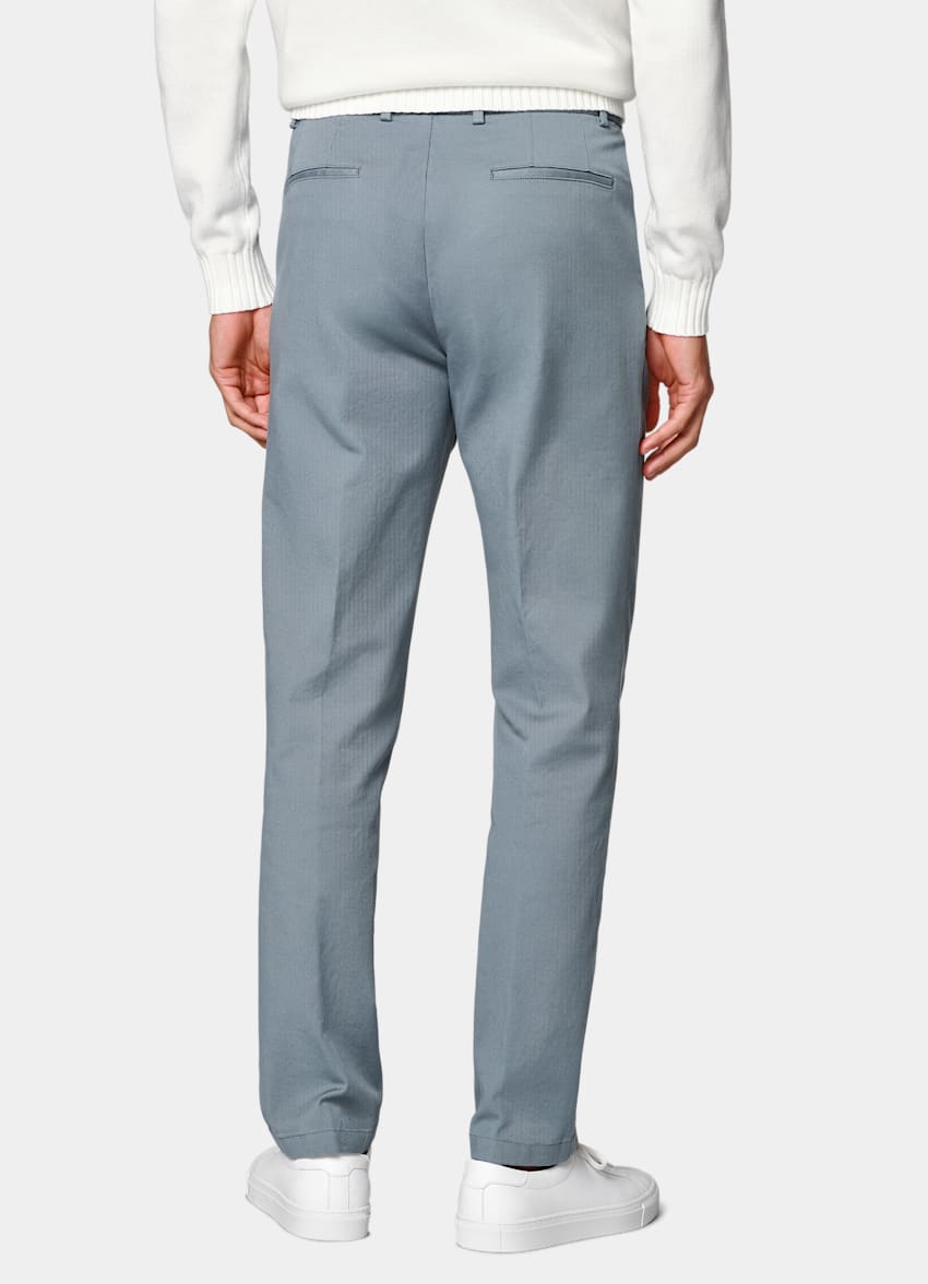 Mid Blue Slim Leg Straight Chinos