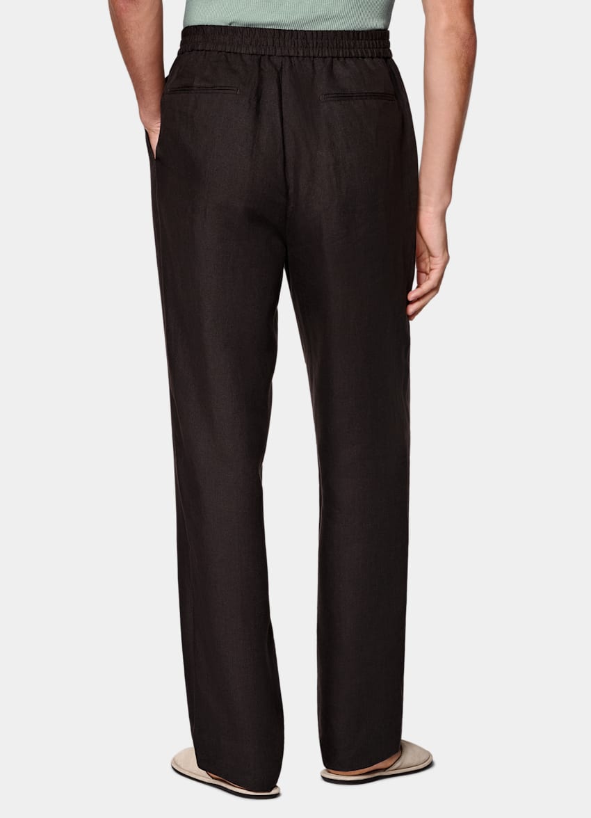 SUITSUPPLY Summer Pure Linen - Di Sondrio, Italia Dark Brown Wide Leg Straight Trousers