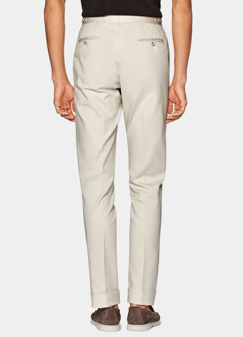 SUITSUPPLY Stretch Cotton by Di Sondrio, Italy Sand Pleated Braddon Trousers