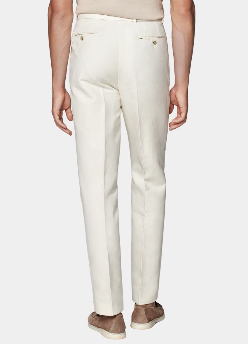 SUITSUPPLY Puro algodón de Di Sondrio, Italia Pantalones Sortino color crudo con cinturón