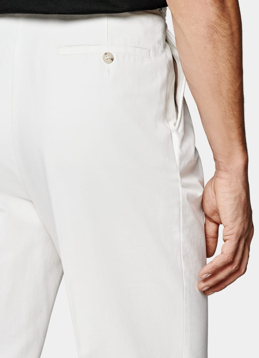 SUITSUPPLY Pure Cotton by Beste, Italy Off-White Wide Leg Tapered Mira Trousers