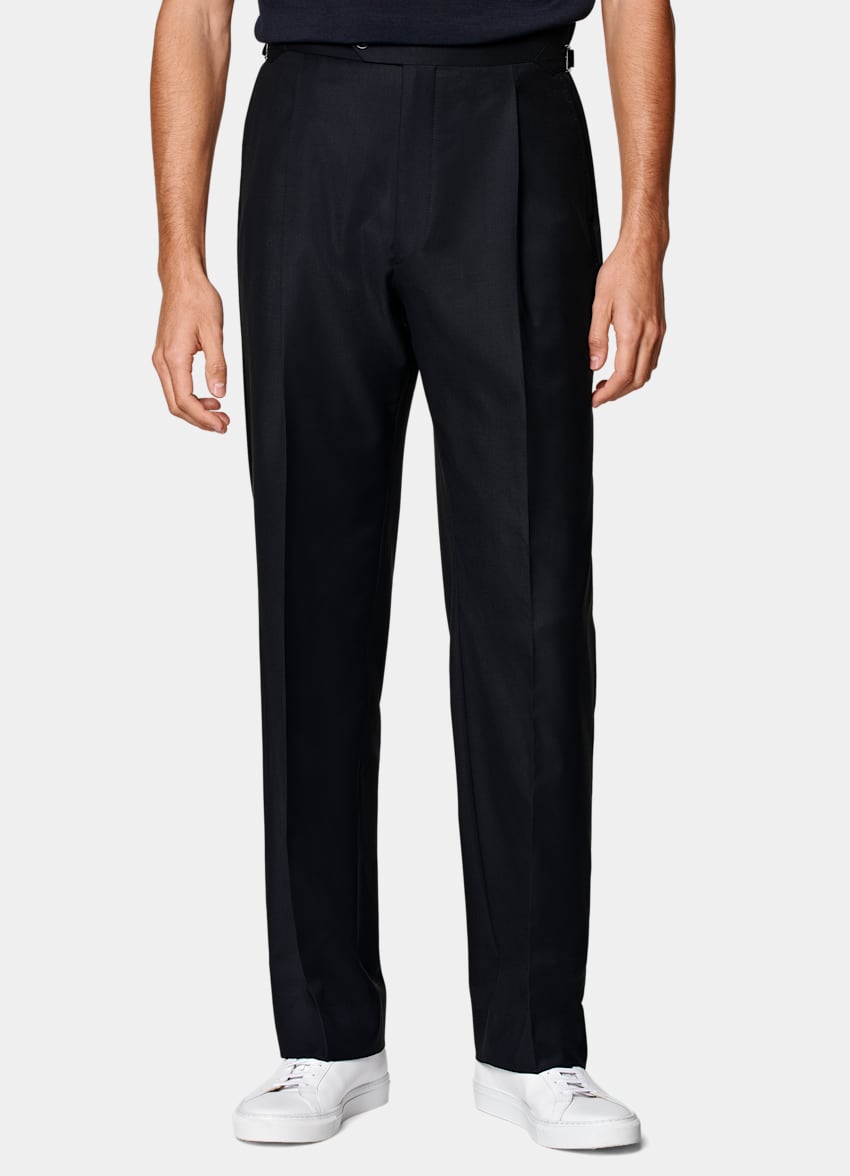 SUITSUPPLY Pure S110's Wool by Vitale Barberis Canonico, Italy  Navy Wide Leg Straight Duca Pants