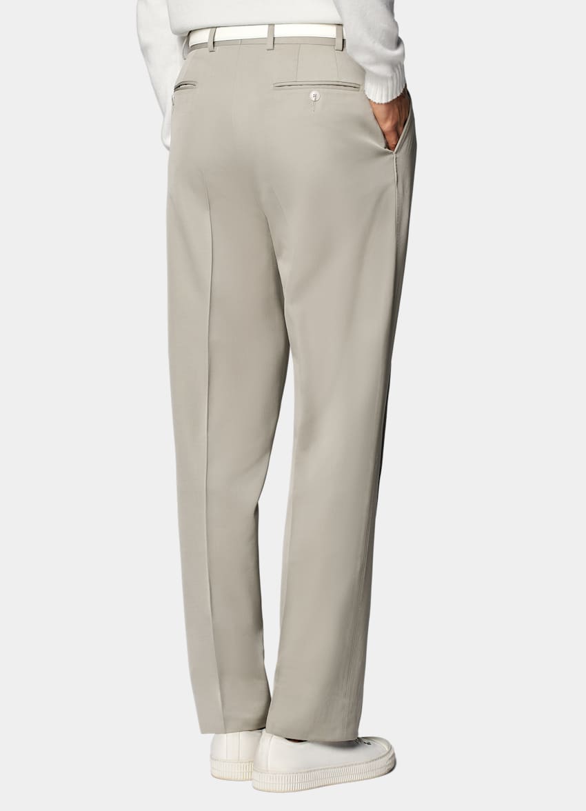 SUITSUPPLY Summer Wool Mohair by Botto Giuseppe, Italy Light Green Wide Leg Straight Trousers