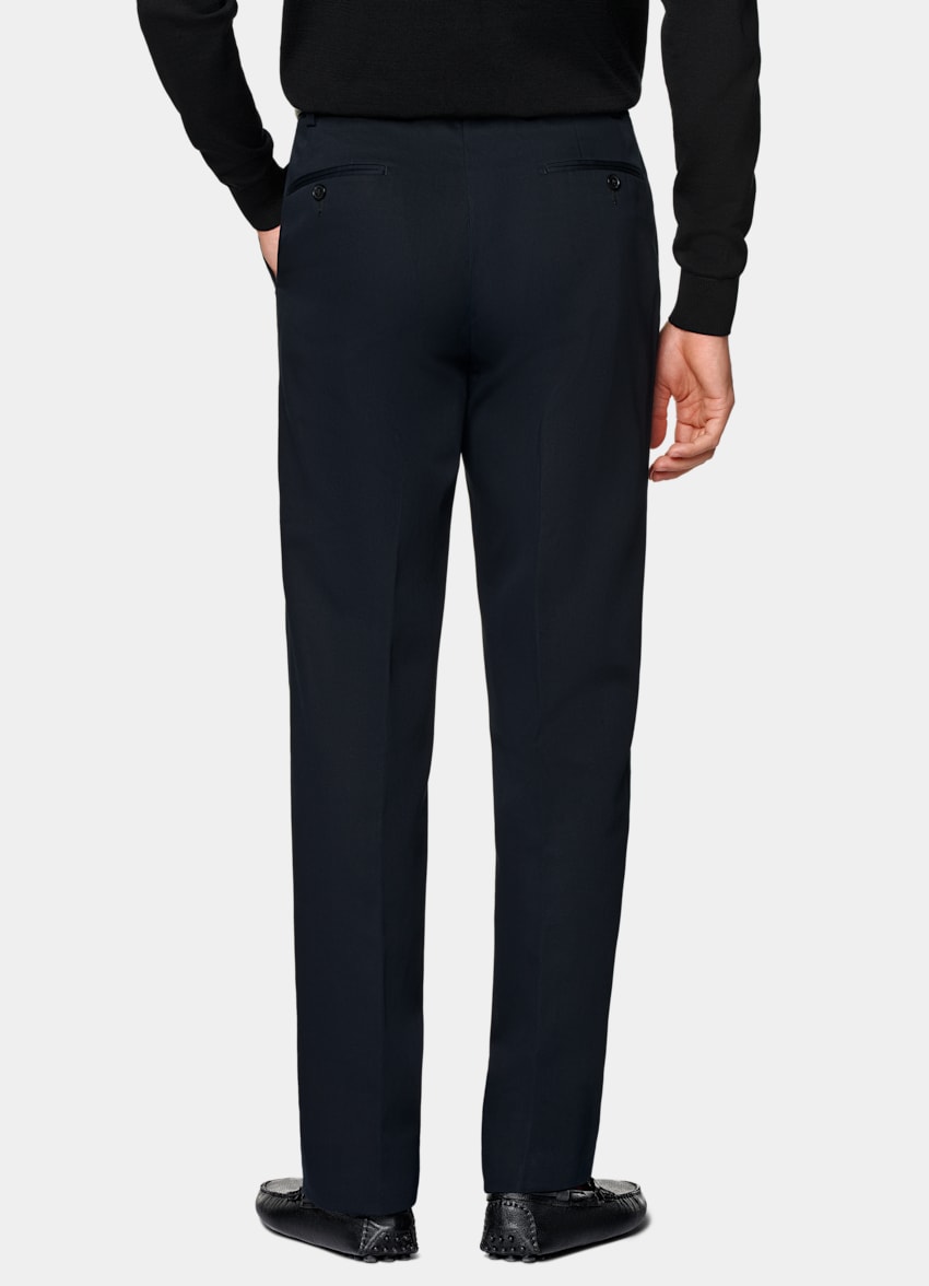 SUITSUPPLY All Season Pure Cotton by Di Sondrio, Italy Navy Straight Leg Trousers
