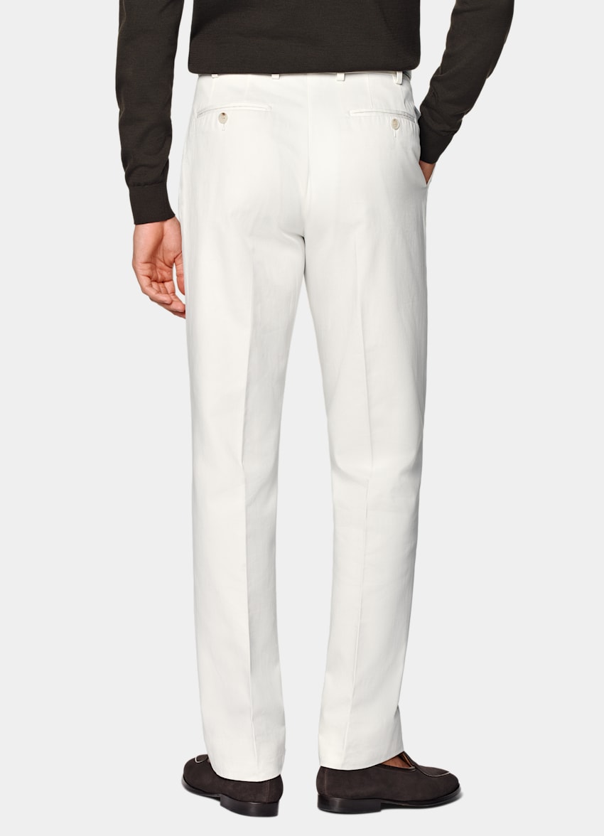 SUITSUPPLY All Season Pure Cotton by Di Sondrio, Italy Off-White Straight Leg Trousers
