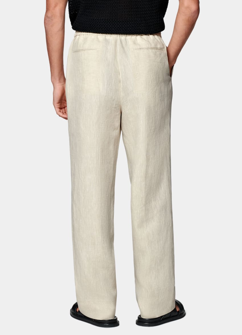 Sand Wide Leg Straight Trousers