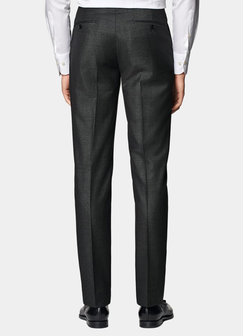 SUITSUPPLY Pure S110's Wool by Vitale Barberis Canonico, Italy  Dark Grey Slim Leg Straight Brescia Suit Pants