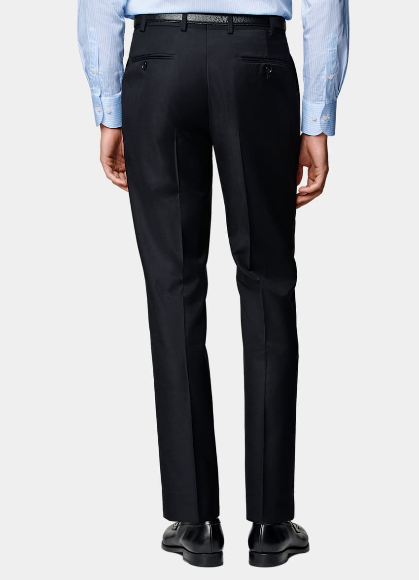 SUITSUPPLY Pure S110's Wool by Vitale Barberis Canonico, Italy  Navy Slim Leg Straight Suit Pants